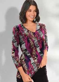 Discount KLAUS MODELLE MADE IN GERMANY Pullover in Feinstrick PINK-GRAU-MULTICOLOR