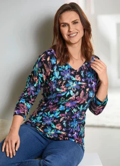BADER Pullover in Feinstrick SCHWARZ-MULTICOLOR