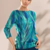 Outlet KLAUS MODELLE MADE IN GERMANY Pullover in Feinstrick BLAU-GRÜN-MULTICOLOR