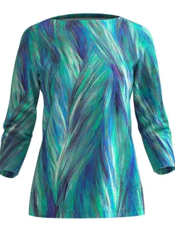 Outlet KLAUS MODELLE MADE IN GERMANY Pullover in Feinstrick BLAU-GRÜN-MULTICOLOR