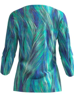 Outlet KLAUS MODELLE MADE IN GERMANY Pullover in Feinstrick BLAU-GRÜN-MULTICOLOR