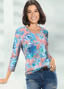 New KLAUS MODELLE MADE IN GERMANY Pullover in Feinstrick ROSA-TÜRKIS-MINT