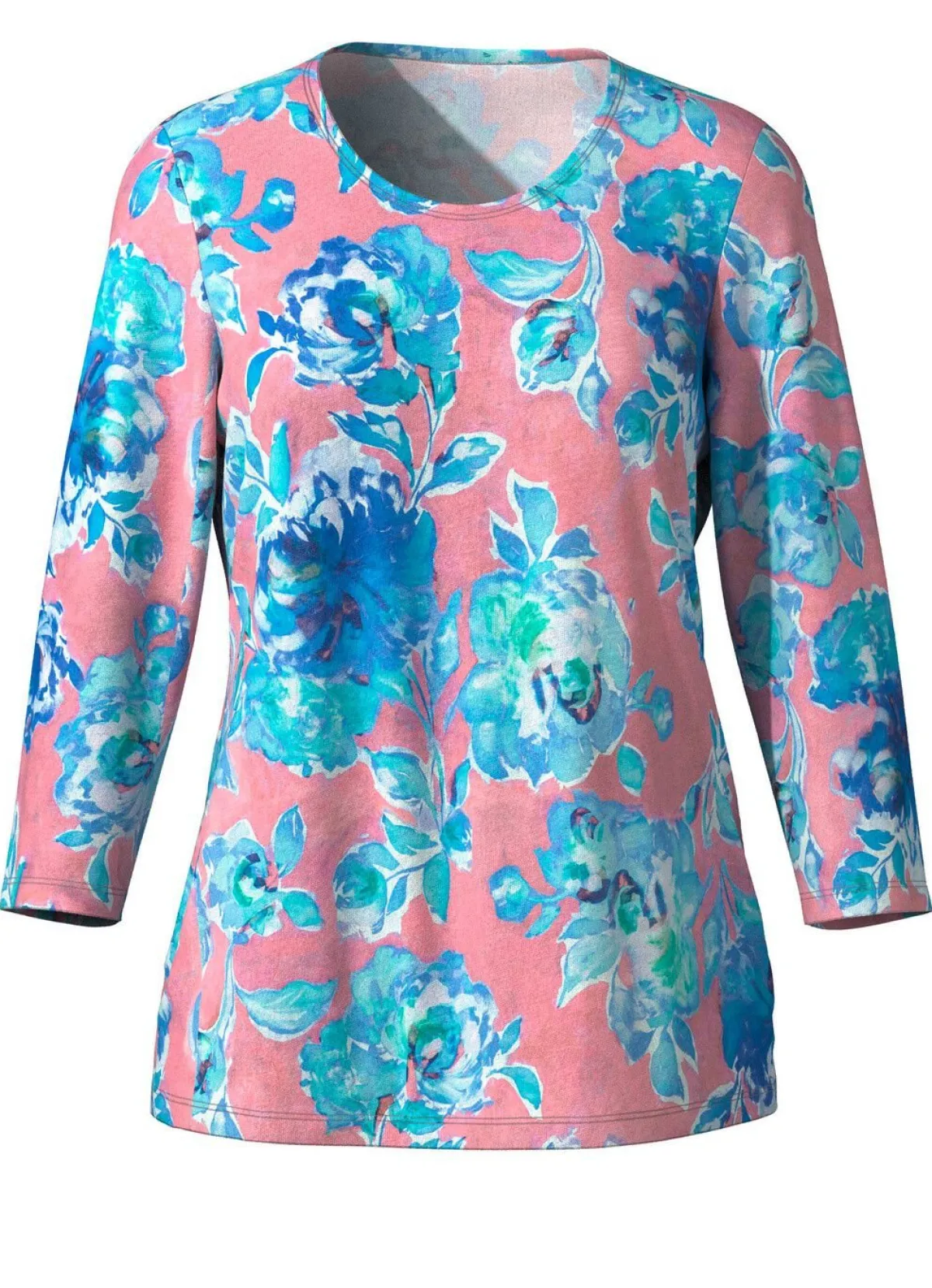 New KLAUS MODELLE MADE IN GERMANY Pullover in Feinstrick ROSA-TÜRKIS-MINT