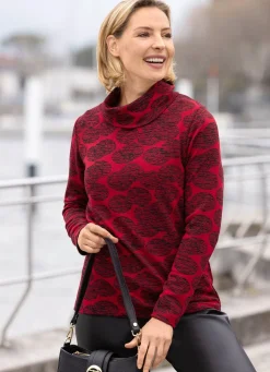 Sale BADER Pullover in Feinstrick ROT-SCHWARZ