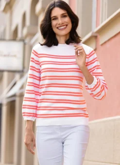 Discount BADER Pullover in Feinstrick WEISS-HUMMER
