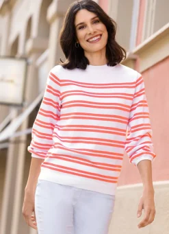 Discount BADER Pullover in Feinstrick WEISS-HUMMER
