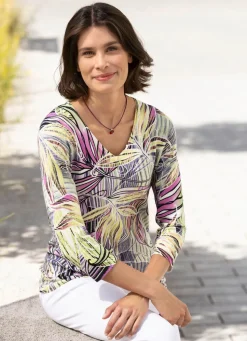 Online BADER Pullover in Feinstrick GRÜN-LILA-MULTICOLOR