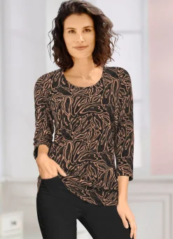 Outlet KLAUS MODELLE MADE IN GERMANY Pullover in Feinstrick SCHWARZ-CAMEL