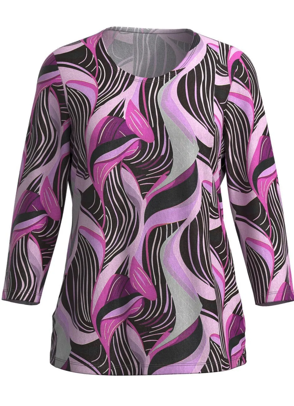 Online KLAUS MODELLE MADE IN GERMANY Pullover in Feinstrick LILA-SCHWARZ-MULTICOLOR