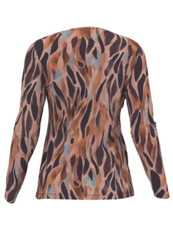 Discount KLAUS MODELLE MADE IN GERMANY Pullover in Feinstrick BRAUN-MARINE-MULTICOLOR