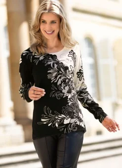 Hot BADER Pullover in Feinstrick SCHWARZ-ECRU-GRAU