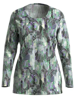 Hot KLAUS MODELLE MADE IN GERMANY Pullover in Feinstrick GRÜN-LILA-MULTICOLOR