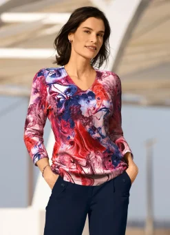 Online KLAUS MODELLE MADE IN GERMANY Pullover in Feinstrick ROT-BLAU-MULTICOLOR