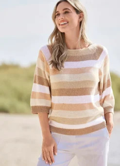 Online Tizia Pullover in Feinstrick BRAUN-WEISS-MULTICOLOR