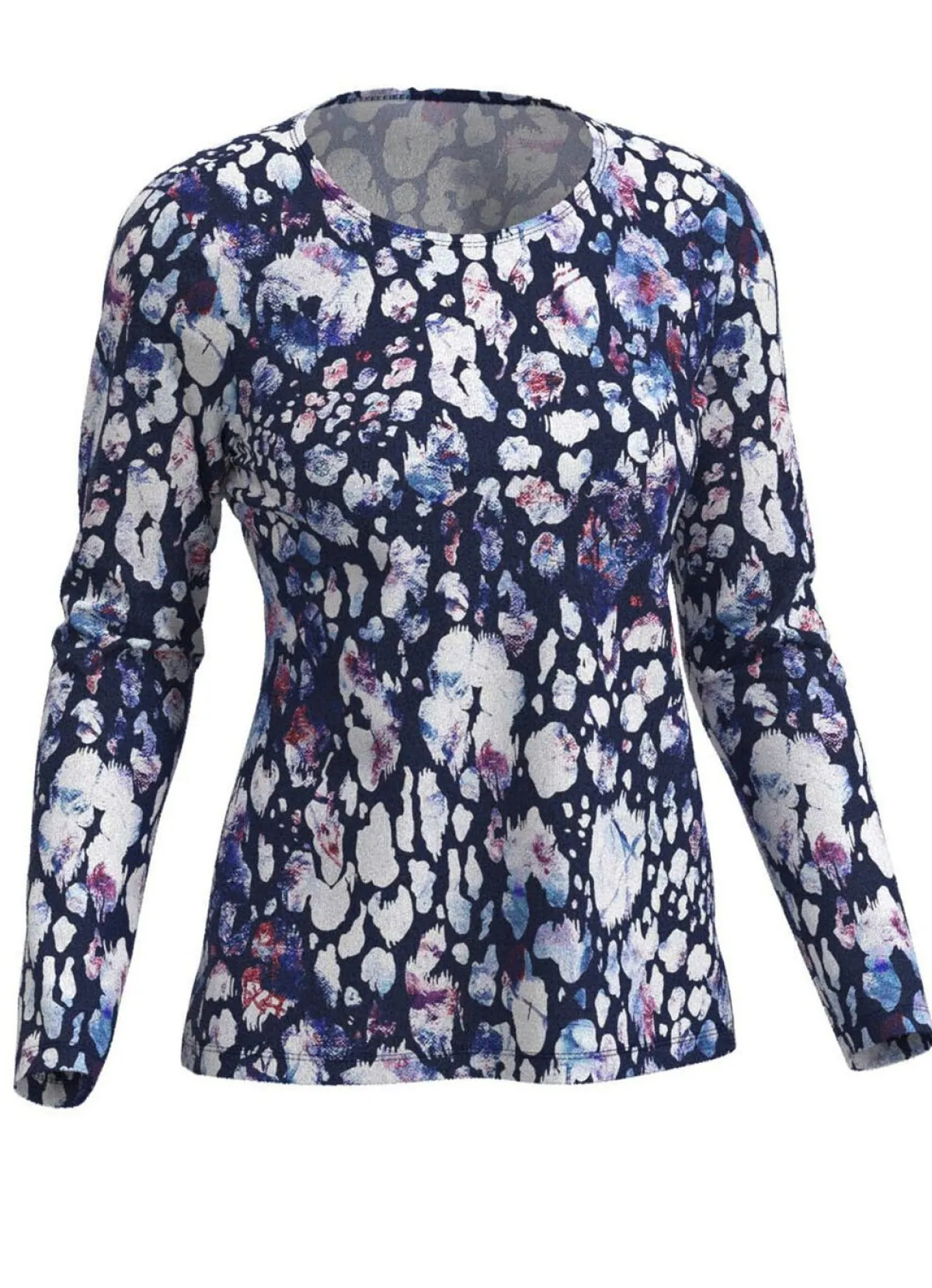 KLAUS MODELLE MADE IN GERMANY Pullover in Feinstrick MARINE-WEISS-MULTICOLOR