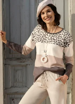 Sale BADER Pullover in Feinstrick ECRU-BEIGE-BRAUN
