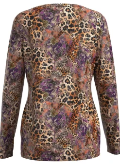 Online KLAUS MODELLE MADE IN GERMANY Pullover in Feinstrick BEIGE-LILA-MULTICOLOR