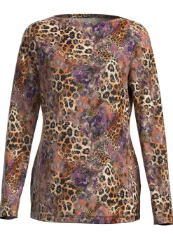 Online KLAUS MODELLE MADE IN GERMANY Pullover in Feinstrick BEIGE-LILA-MULTICOLOR