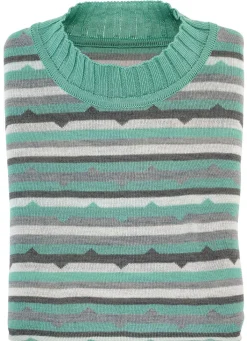 Hot BADER Pullover in Feinstrick MINT-GRAU-ECRU