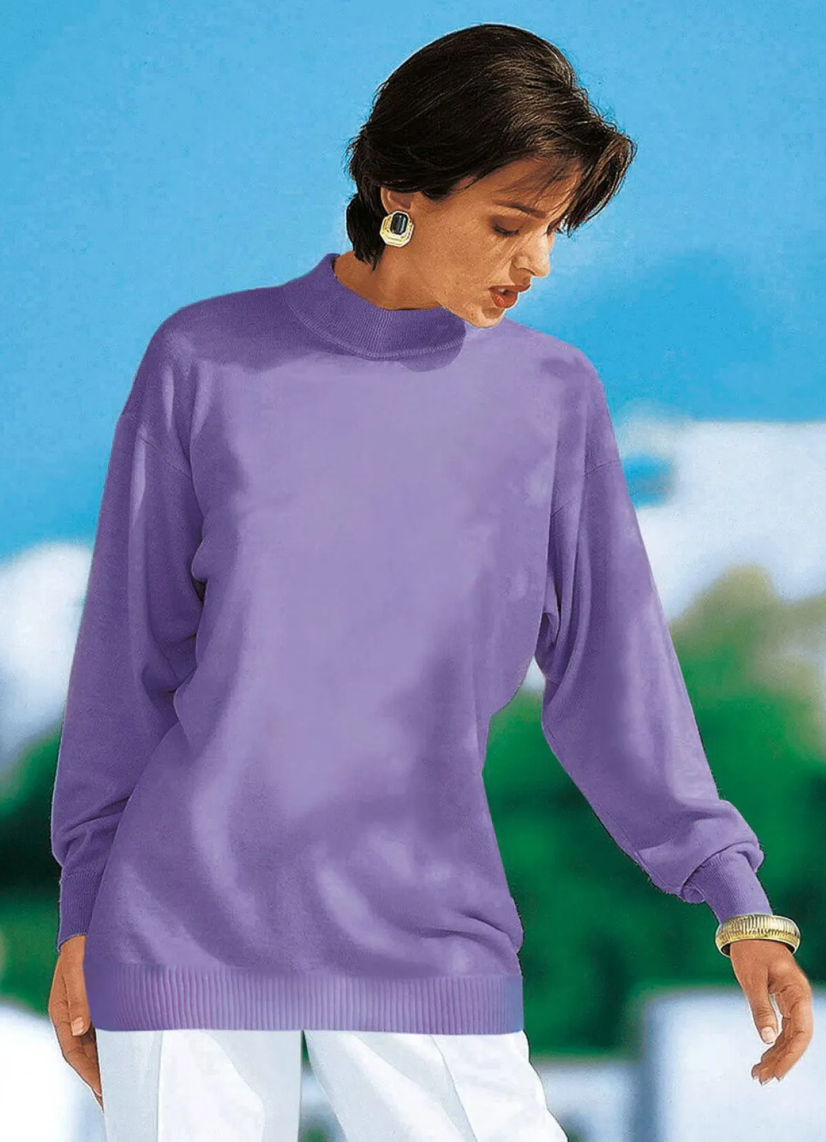 Hot BADER Pullover in Feinstrick mit Schurwolle FLIEDER