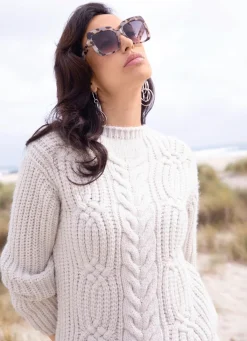 Discount Tizia Pullover in flauschig weichem Grobstrick ECRU