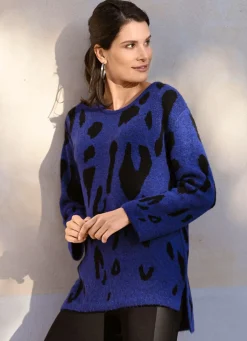 Outlet BADER Pullover in flauschiger Qualität ROYALBLAU-SCHWARZ