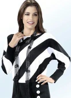 Clearance BADER Pullover in Fledermausform SCHWARZ-WEISS