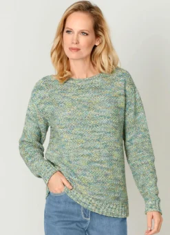 Sale BADER Pullover in Garnmix HELLGRÜN-GELB-MULTICOLOR