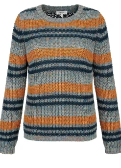BADER Pullover in Garnmix PETROL-COGNAC