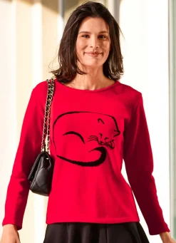 Clearance BADER Pullover in Garnmix ROT-SCHWARZ