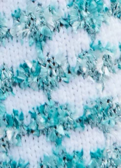 Outlet BADER Pullover in Garnmix mit Federgarn WEISS-TÜRKIS