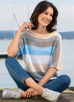BADER Puover in Garnix it Ganzeffekt ecru-bleu-multicolor