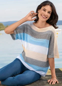BADER Puover in Garnix it Ganzeffekt ecru-bleu-multicolor