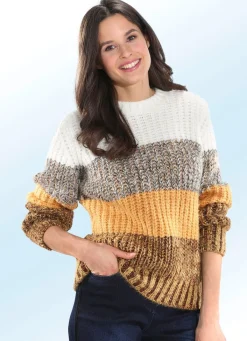 Discount BADER Pullover in Grobstrick CURRY-ECRU-MULTICOLOR