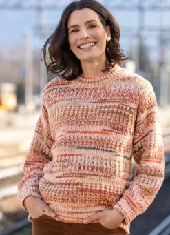 BADER Pullover in Grobstrick CREME-MULTICOLOR