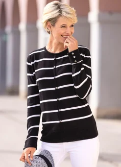 Discount BADER Pullover in Jackenoptik SCHWARZ-WEISS
