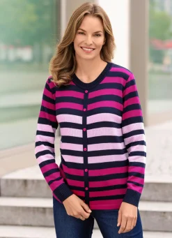 BADER Pullover in Jackenoptik FUCHSIA-MARINE-ROSA
