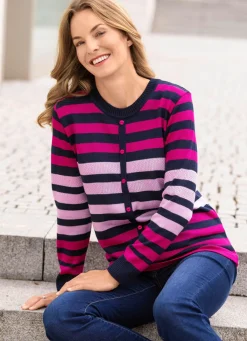 BADER Pullover in Jackenoptik FUCHSIA-MARINE-ROSA
