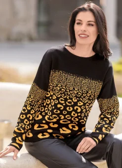 Best BADER Pullover in Jacquard-Dessin SCHWARZ-GELB