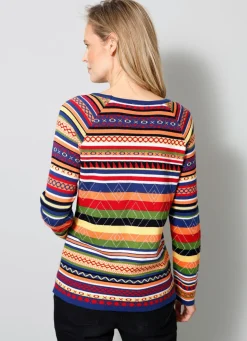 BADER Pullover in Jacquard-Dessin ROT-BLAU-GRÜN
