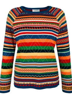 BADER Pullover in Jacquard-Dessin ROT-BLAU-GRÜN