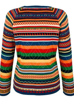 BADER Pullover in Jacquard-Dessin ROT-BLAU-GRÜN