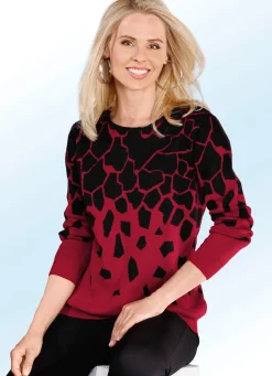 BADER Pullover in Jacquard-Dessin ROT-SCHWARZ