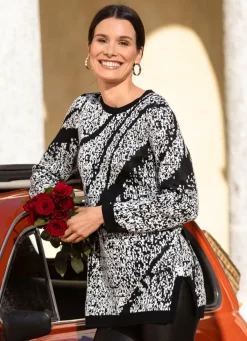 Hot BADER Pullover in Jacquard-Dessin SCHWARZ-WEISS