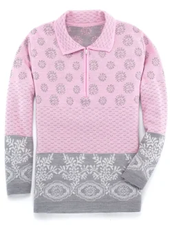 New BADER Pullover in Jacquard-Dessin ROSÉ-GRAU MELIERT