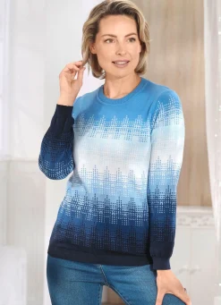Hot BADER Pullover in Jacquard-Dessin HELLBLAU-WEISS-MARINE