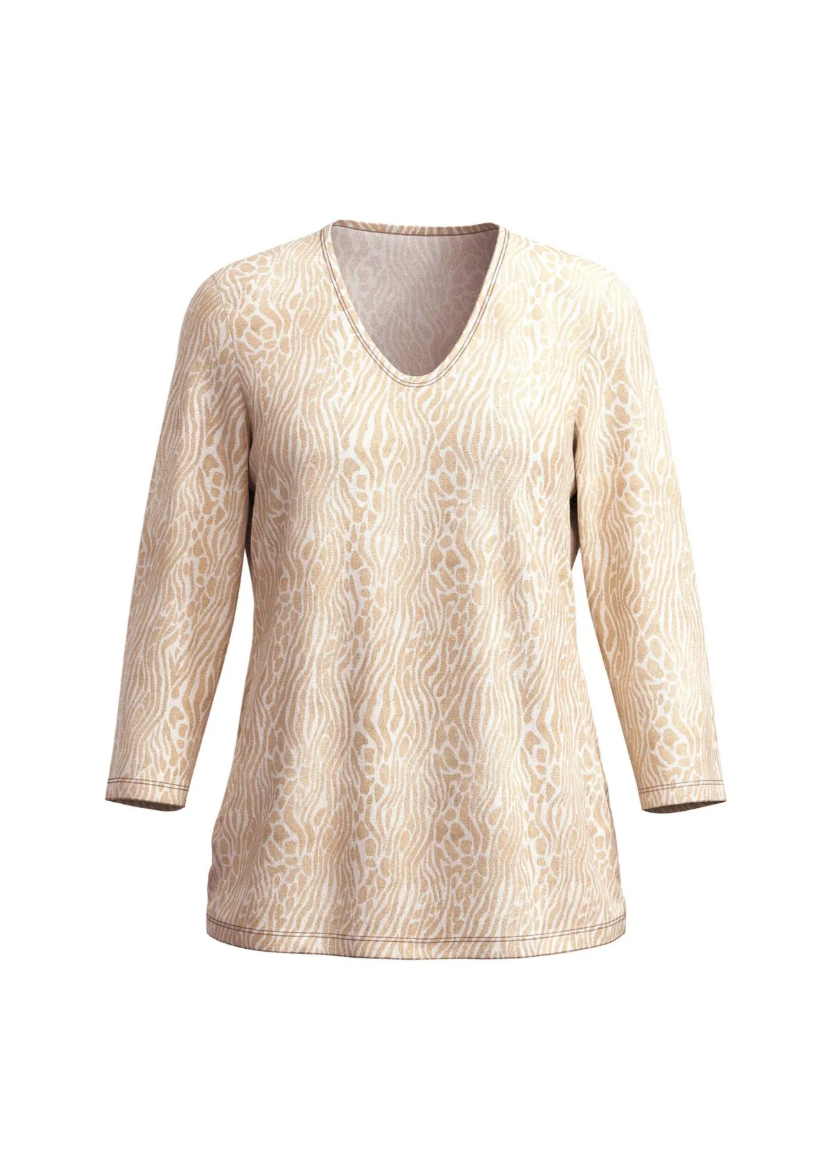 Tizia Pullover in Jacquard-Dessin BEIGE-WEISS