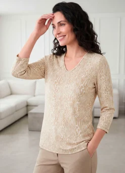 Tizia Pullover in Jacquard-Dessin BEIGE-WEISS