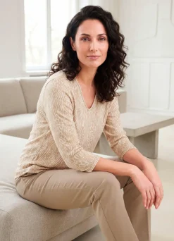 Tizia Pullover in Jacquard-Dessin BEIGE-WEISS