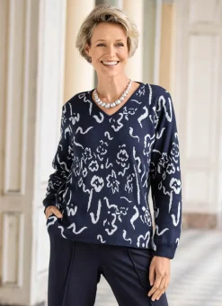 Outlet BADER Pullover in Jacquard-Dessin MARINE-WOLLWEISS